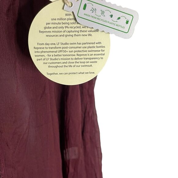 La Fuori Silk Beaded Sequin Topper Duster in Burgundy/Mauve Large Coverup - Picture 5 of 16